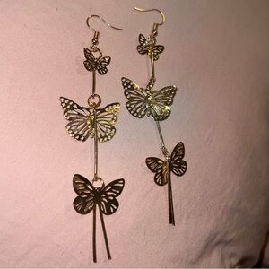 Gold Butterfly Dangle Earrings